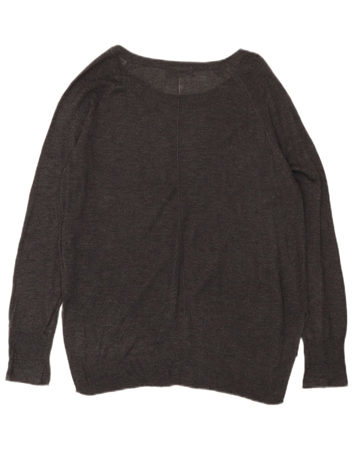 ZARA Femme Pull Col Bateau UK 14 Gris Moyen Viscose