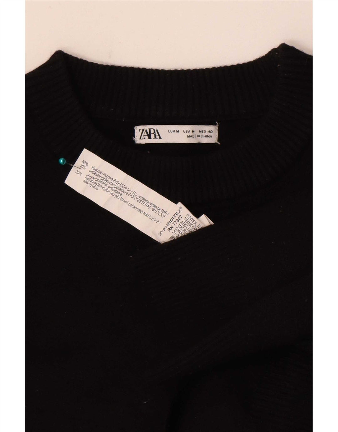 Zara Pull Col Rond Homme Noir Moyen Viscose