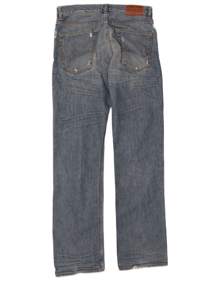 Tommy Hilfiger Jean droit vieilli pour homme W32 L35 Bleu