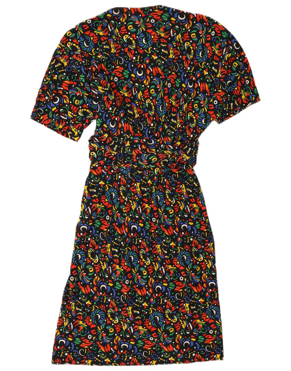 robe fourreau femme vintage IT 46 Grande soie géométrique multicolore