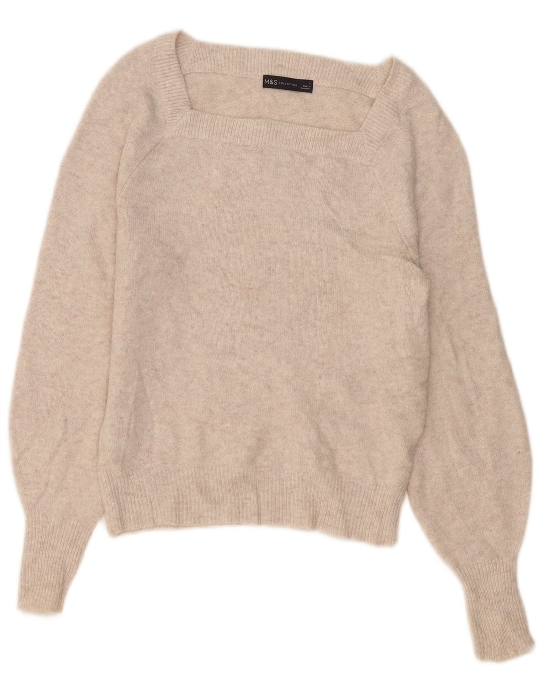 Marks & Spencer Pull col bateau pour femme UK 10 Petit Beige Polyester
