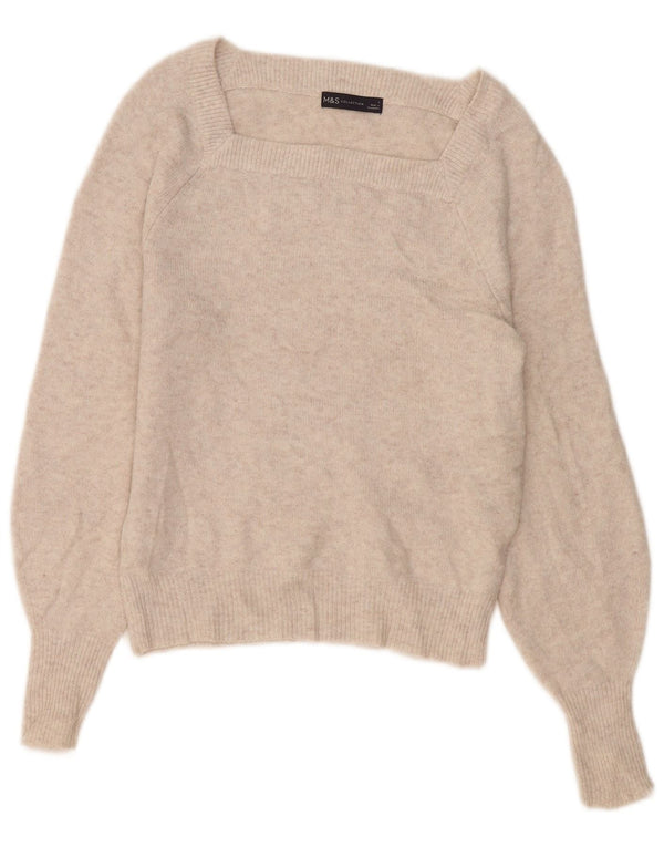 Marks & Spencer Pull col bateau pour femme UK 10 Petit Beige Polyester