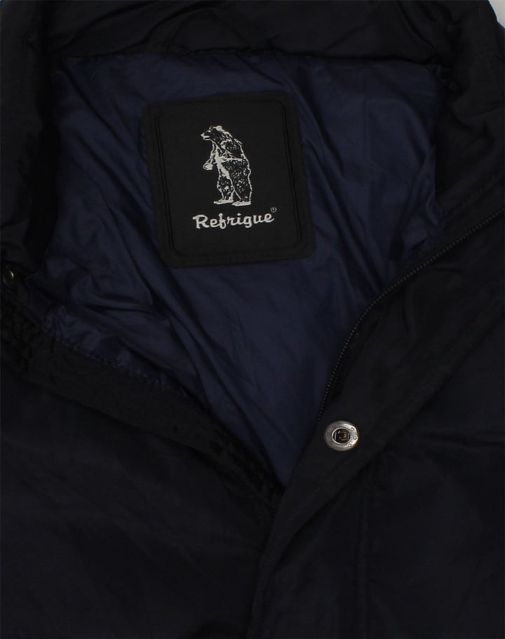 REFRIGUE Boys Hooded Windbreaker Jacket 11-12 Years Navy Blue Polyester | Vintage Refrigue | Thrift | Second-Hand Refrigue | Used Clothing | Messina Hembry 