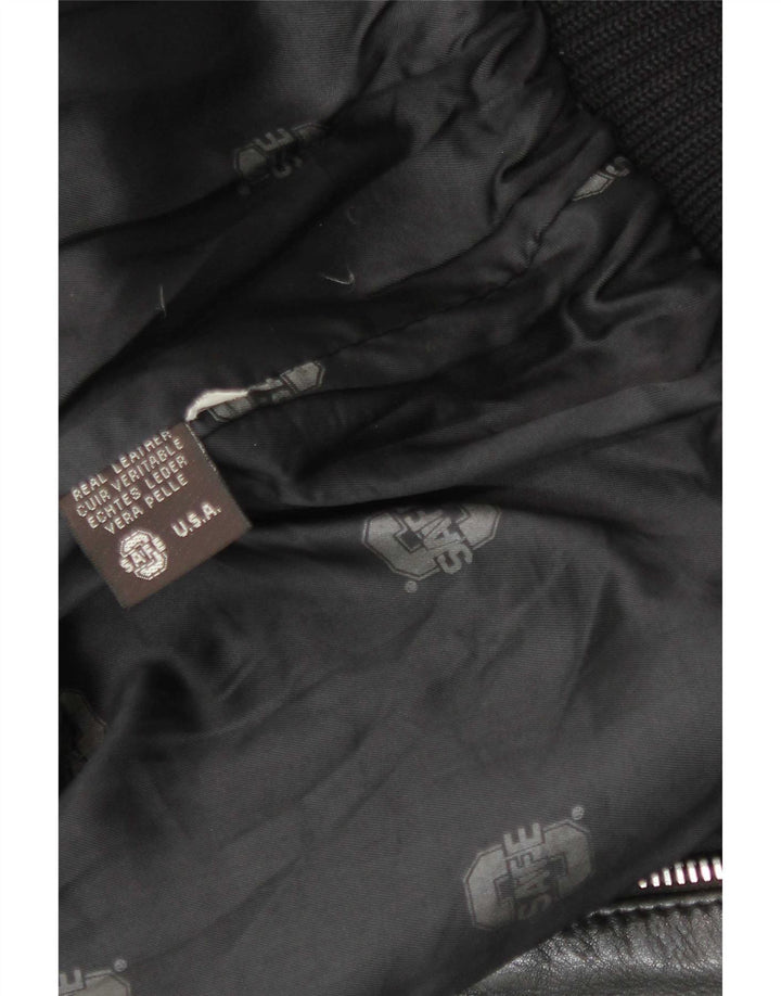 vintage Mens Militaire Cuir Flight Aviator Jacket UK 38 Moyen Noir