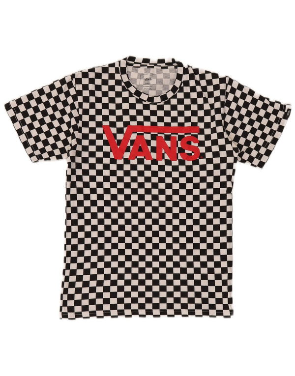Vans Womens Classic Fit Graphic T-Shirt Top UK 6 XS Noir Géométrique Coton