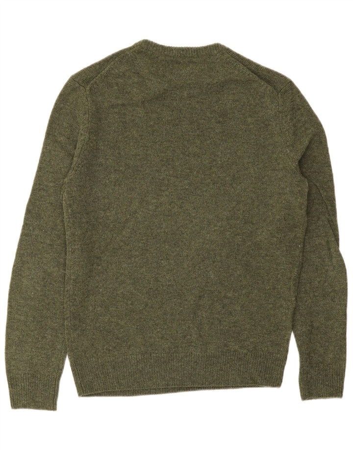 FARAH Pull à col rond pour homme en laine d'agneau verte