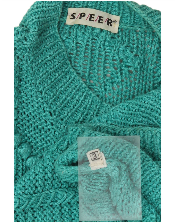 vintage Femme Cardigan Pull UK 18 XL Turquoise