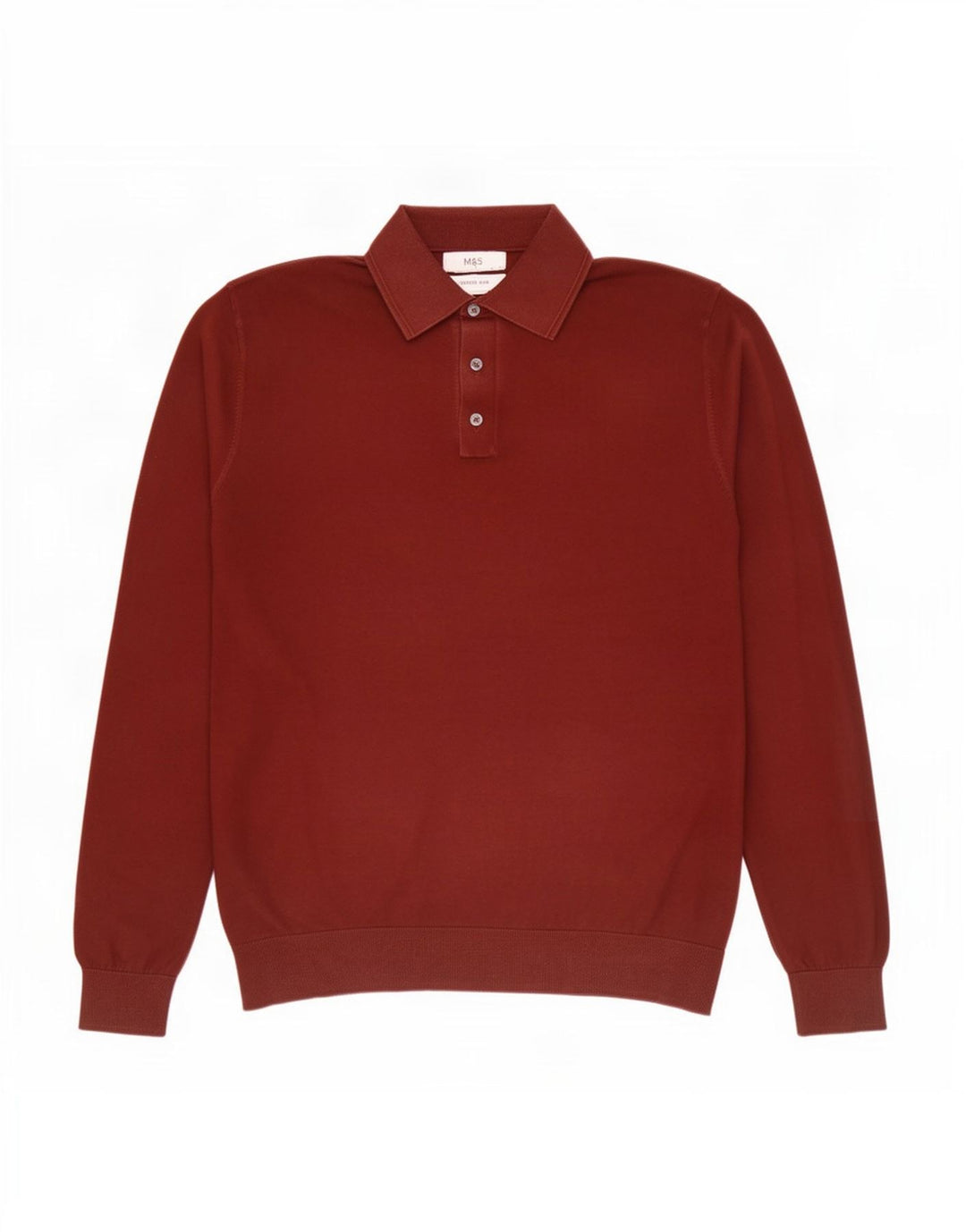 Marks & Spencer Pull à col polo pour homme en coton marron moyen
