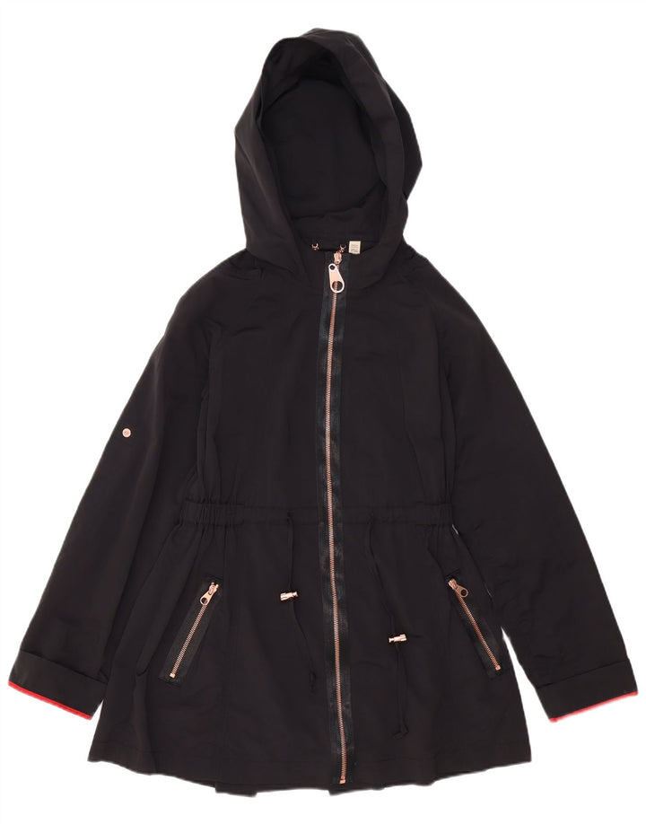 TED BAKER Womens Oversized Hooded Rain Jacket Size 0 2XS Black Polyester