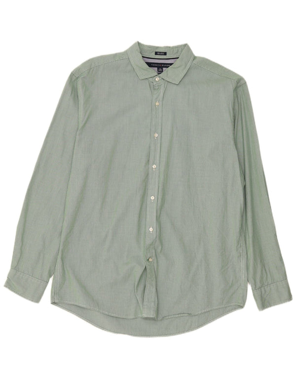 Tommy Hilfiger Chemise sur mesure pour homme XL en coton pied-de-poule vert