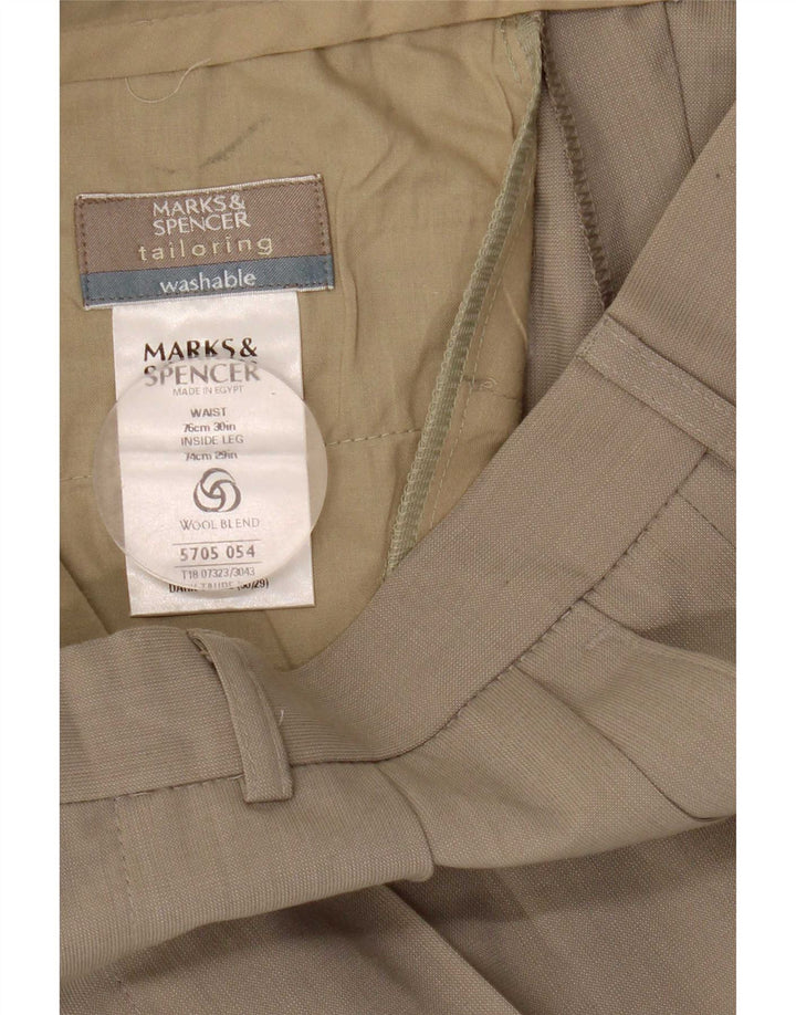 Marks & Spencer Pantalon de costume pour homme W30 L29 Beige Polyester