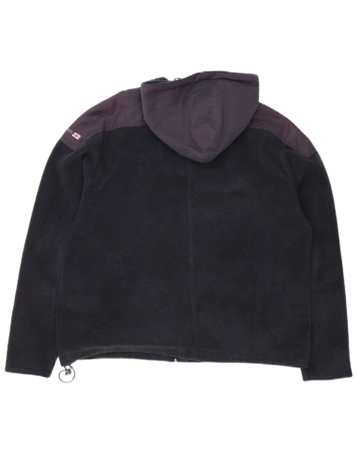 REEBOK Veste polaire surdimensionnée pour femme UK 16 Large Noir Colourblock