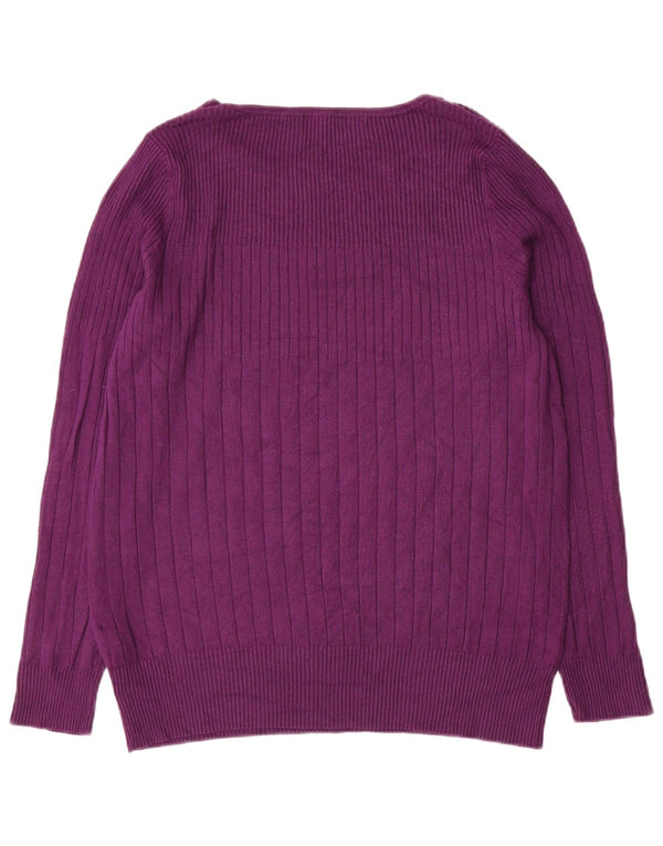 Marks & Spencer Pull col bateau pour femme UK 20 2XL Violet Viscose