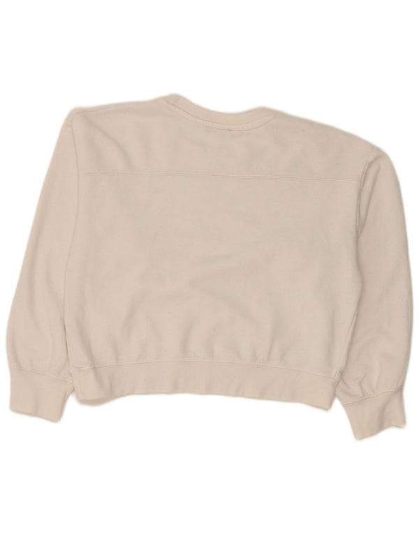 Zara Womens Crop Sweatshirt Jumper UK 14 Moyen Blanc Polyester