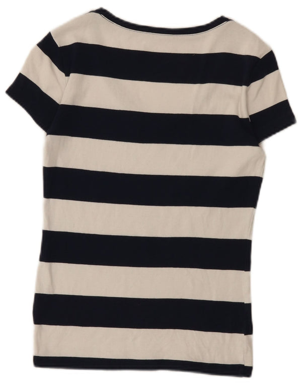 Tommy Hilfiger T-Shirt Femme Top UK 8 Small Bleu Marine Rayé Coton