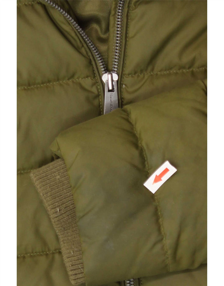 Tommy Hilfiger Veste matelassée à capuche pour femme UK 10 Small Kaki Polyester