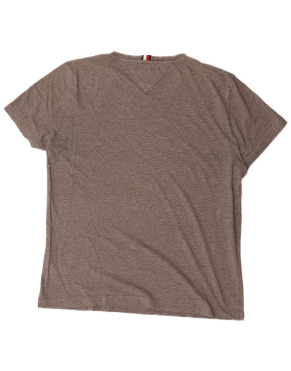 Tommy Hilfiger T-Shirt Homme Haut Large Gris Moucheté Coton