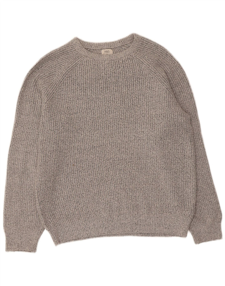 Marks & Spencer Pull Col Bateau Homme Gris Moyen Moucheté Polyamide