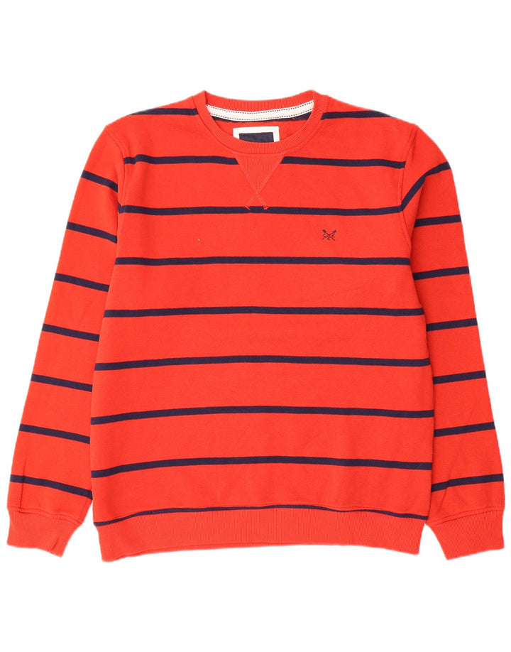 Crew Clothing Sweat-shirt pour homme en coton rayé rouge