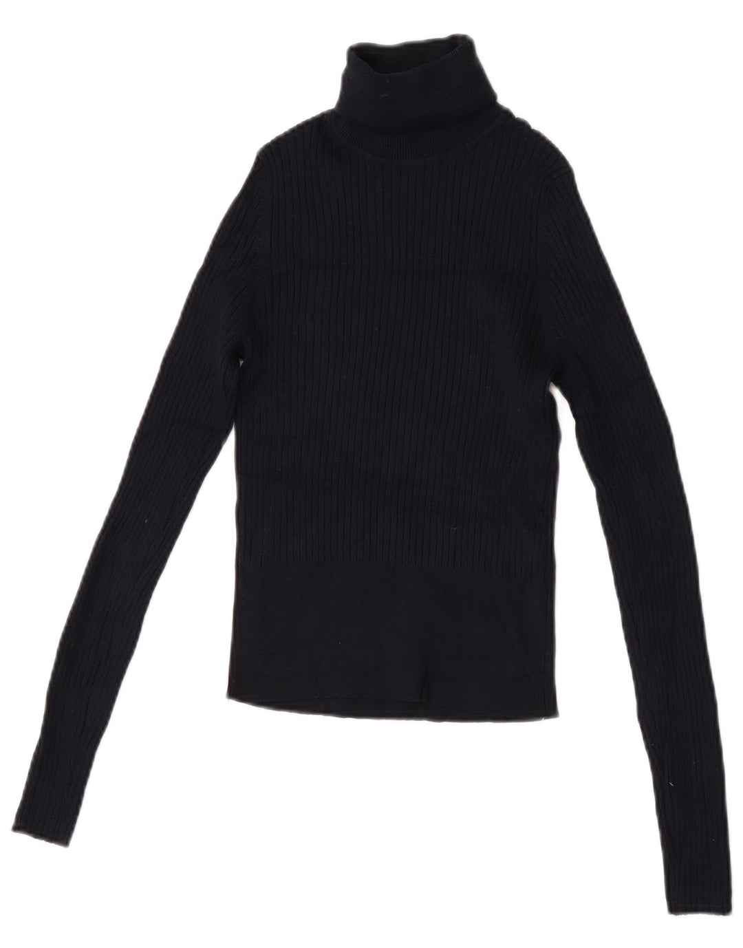 Zara Womens Crop Top Manches Longues UK 12 Medium Bleu Marine Viscose