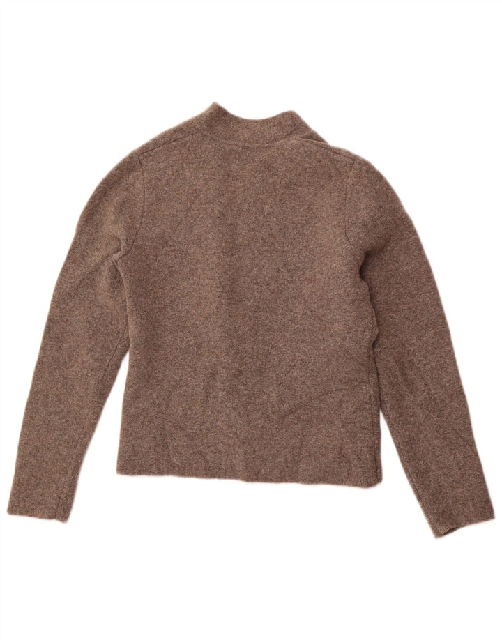 ZARA Femme Crop Cardigan Pull UK 14 Large Marron Polyamide