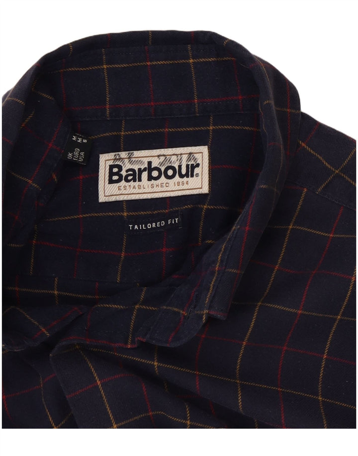 Barbour Chemise en flanelle coupe ajustée pour homme en coton à carreaux bleu marine moyen