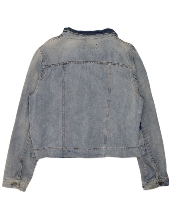 Dkny Veste en jean courte pour femme UK 18 XL Bleu Colorblock Coton
