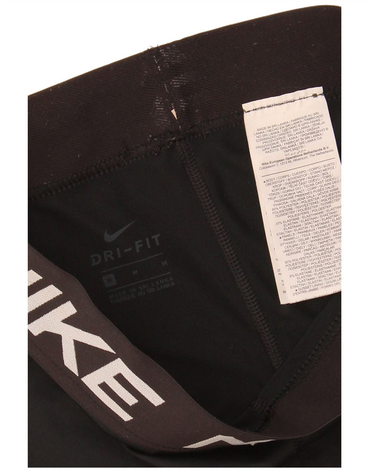 NIKE Legging Capri graphique pour femme UK 12 Polyester noir moyen