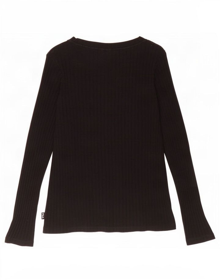 Fila Femme Top Manches Longues UK 12 Moyen Noir Coton