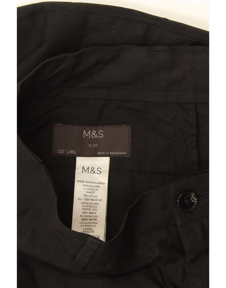Marks & Spencer Pantalon Chino Slim Homme W32 L33 Noir Polyester