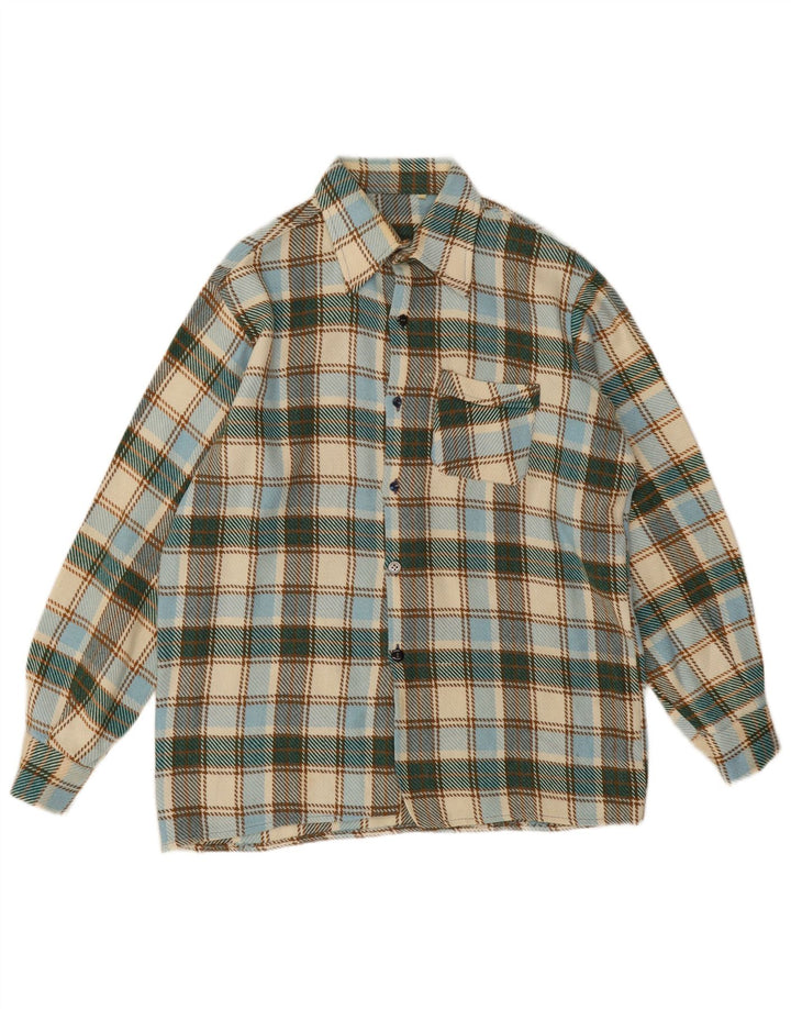 Chemise en flanelle vintage pour homme à carreaux multicolores moyens