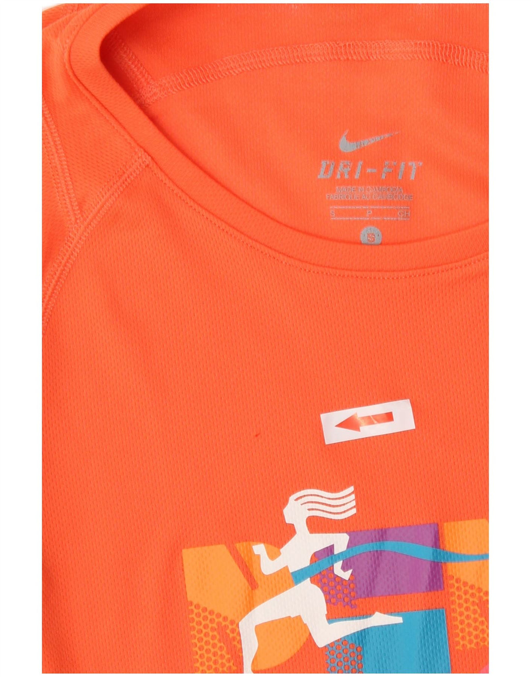 Nike Womens Dri Fit Graphic T-Shirt Top UK 10 Petit Orange Polyester