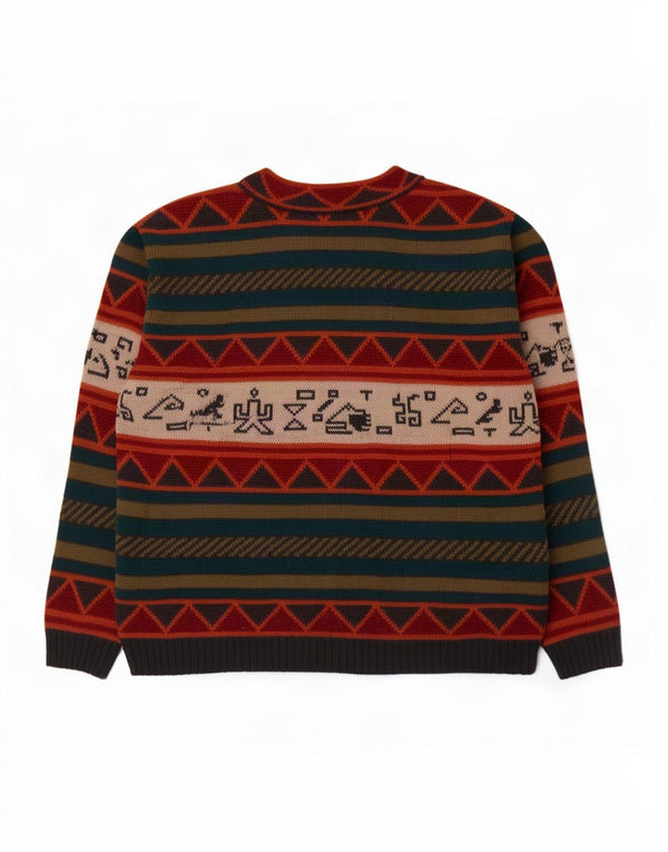 vintage Womens V-Col Jumper Sweater UK 16 Grand Multicolore Géométrique