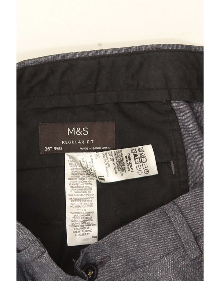 Marks & Spencer Pantalon Chino Droit Homme W36 L30 Gris Polyester