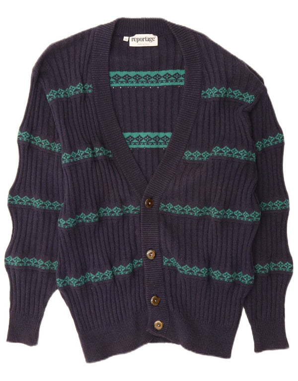 Reportage Pull Cardigan Homme IT 48 Bleu Marine Moyen Fair Isle Coton