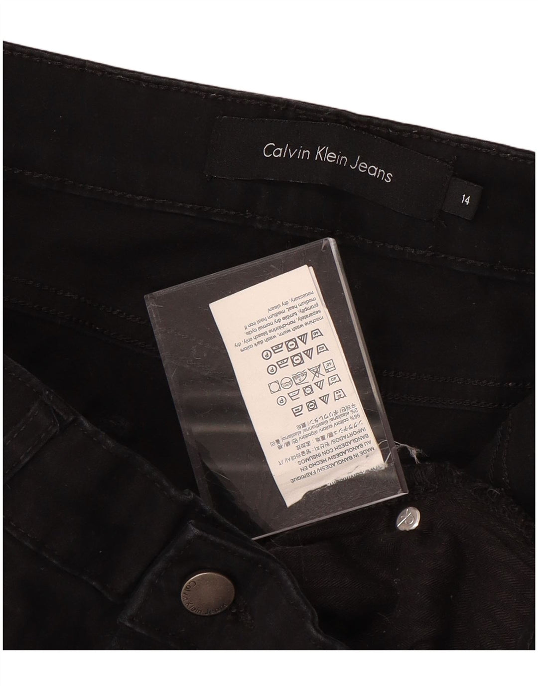 CALVIN KLEIN Pantalon décontracté skinny pour femme US 14 XL W34 L26 Coton noir