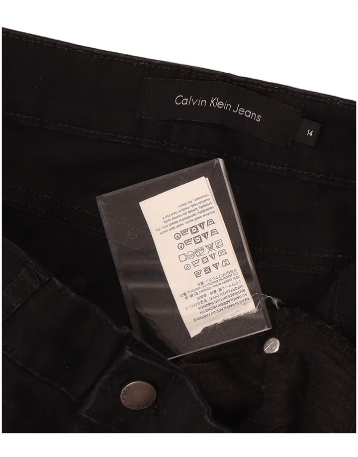 CALVIN KLEIN Pantalon décontracté skinny pour femme US 14 XL W34 L26 Coton noir
