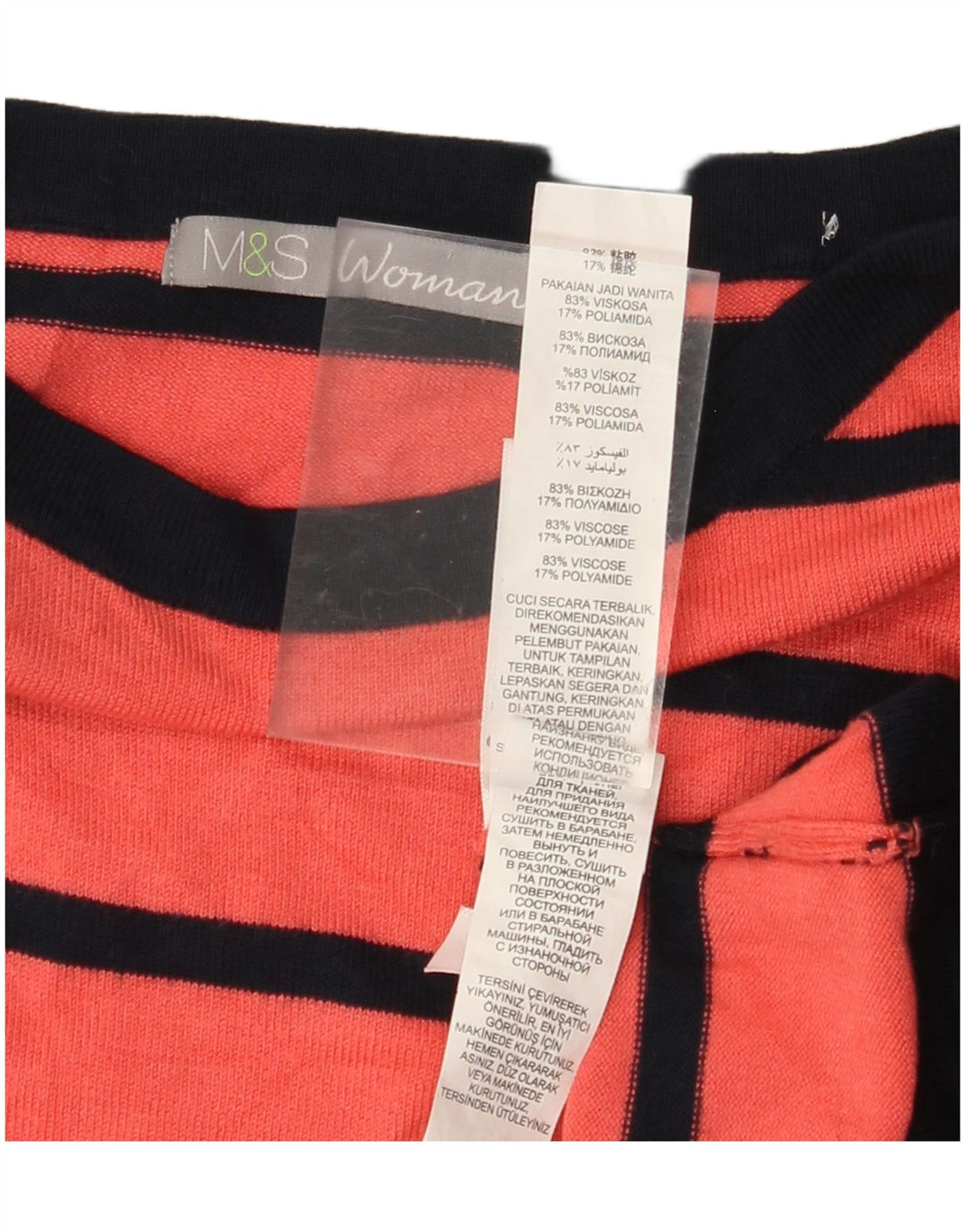 MARKS & SPENCER Pull col bateau pour femme UK 10 Petit rayé rouge