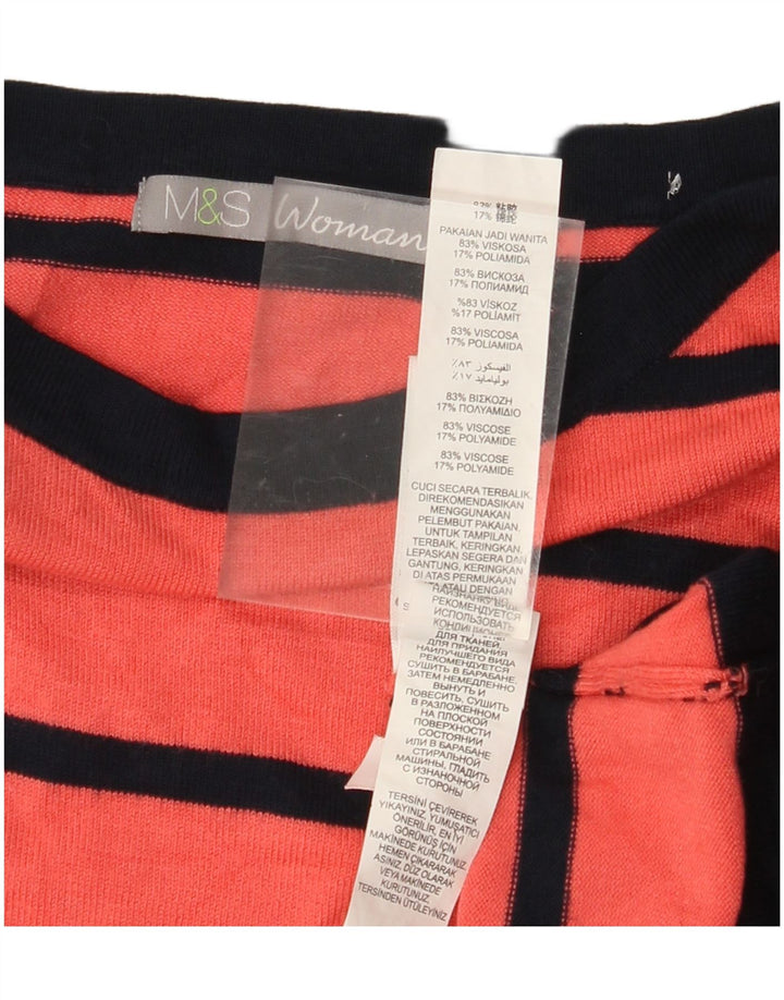 MARKS & SPENCER Pull col bateau pour femme UK 10 Petit rayé rouge