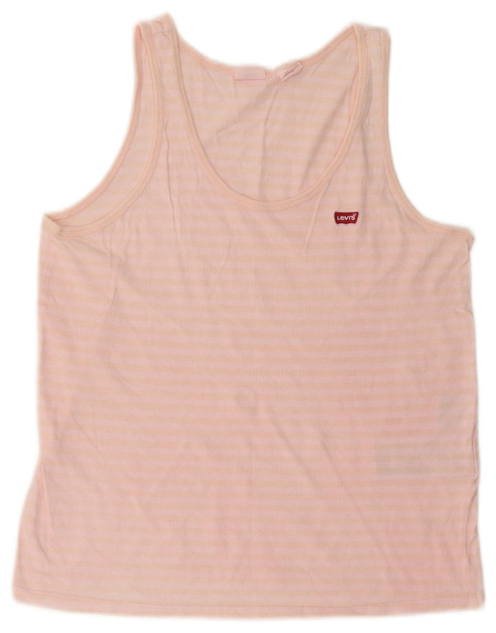 Levi's Débardeur Femme UK 10 Petit Coton Rayé Rose