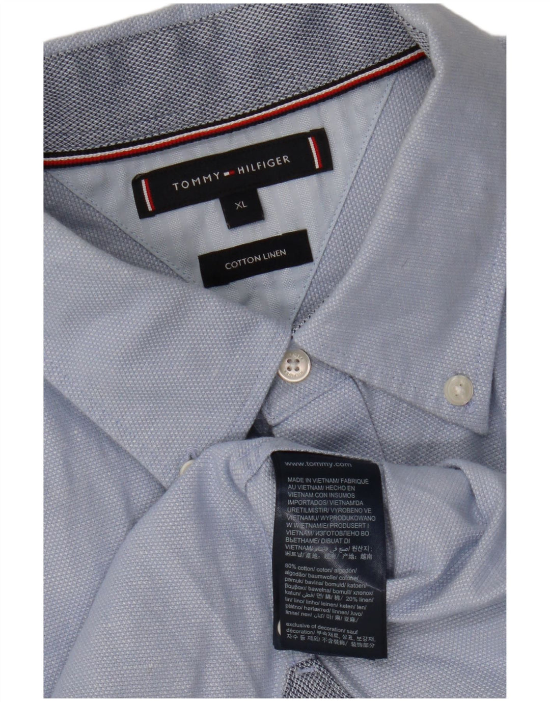 TOMMY HILFIGER Chemise à manches courtes homme XL Bleu Coton