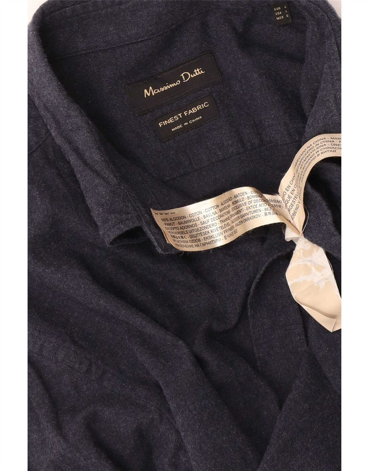Massimo Dutti Chemise Homme Large Bleu Marine Coton