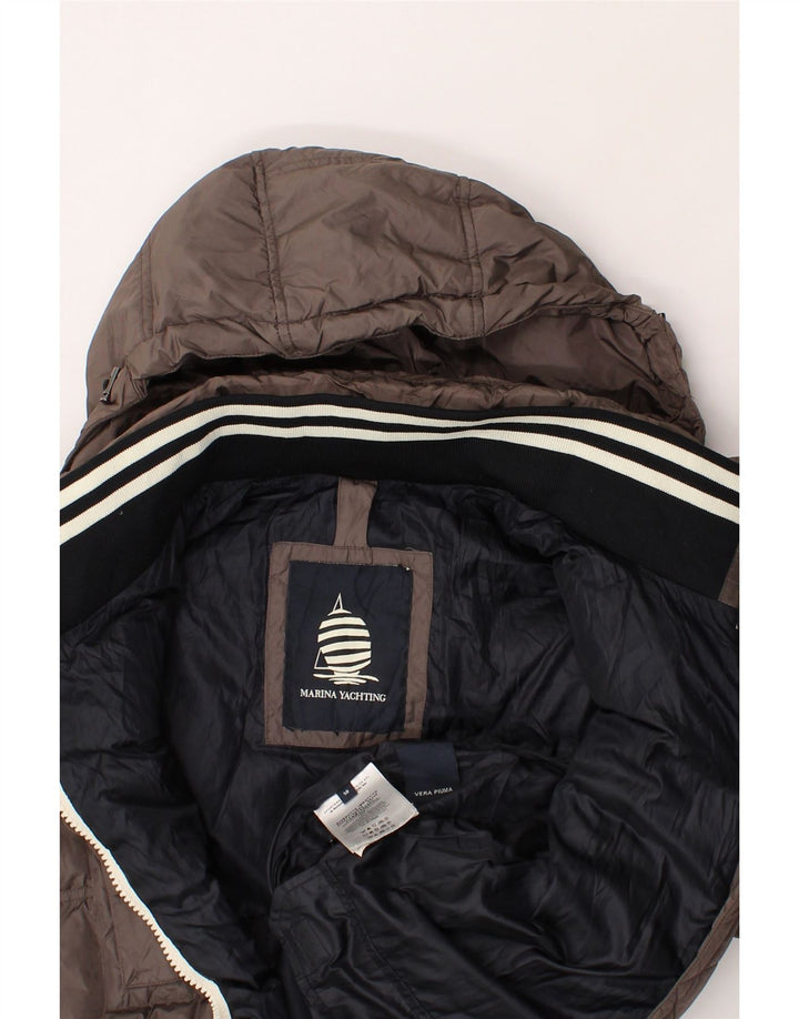 MARINA YACHTING Mens Hooded Padded Jacket IT 50 Large Brown Polyamide Vintage Marina Yachting and Second-Hand Marina Yachting from Messina Hembry 