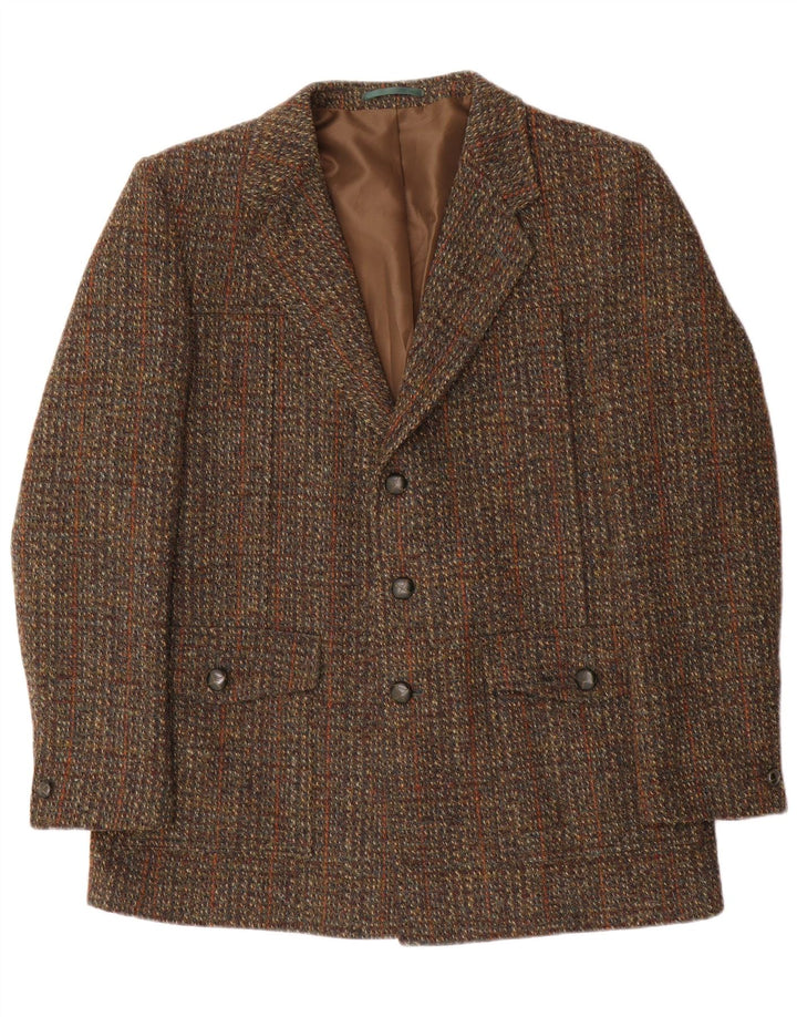 Harris Tweed Veste blazer à 3 boutons pour homme IT 41 en laine à carreaux marron