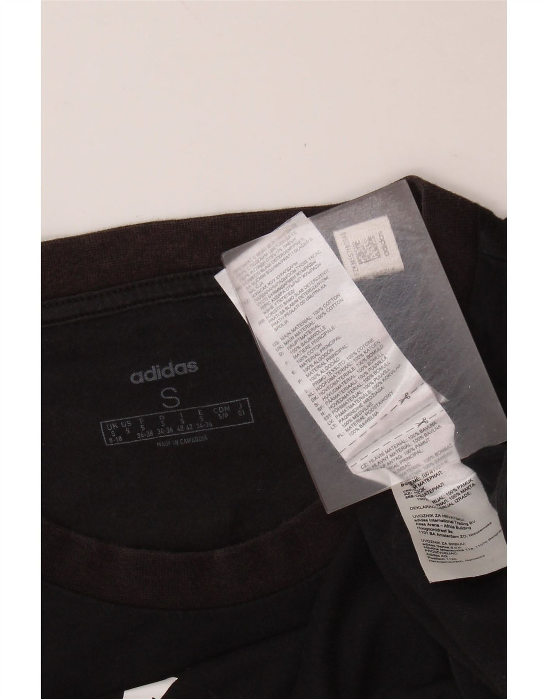 ADIDAS T-shirt graphique pour femme UK 8/10 Petit coton noir