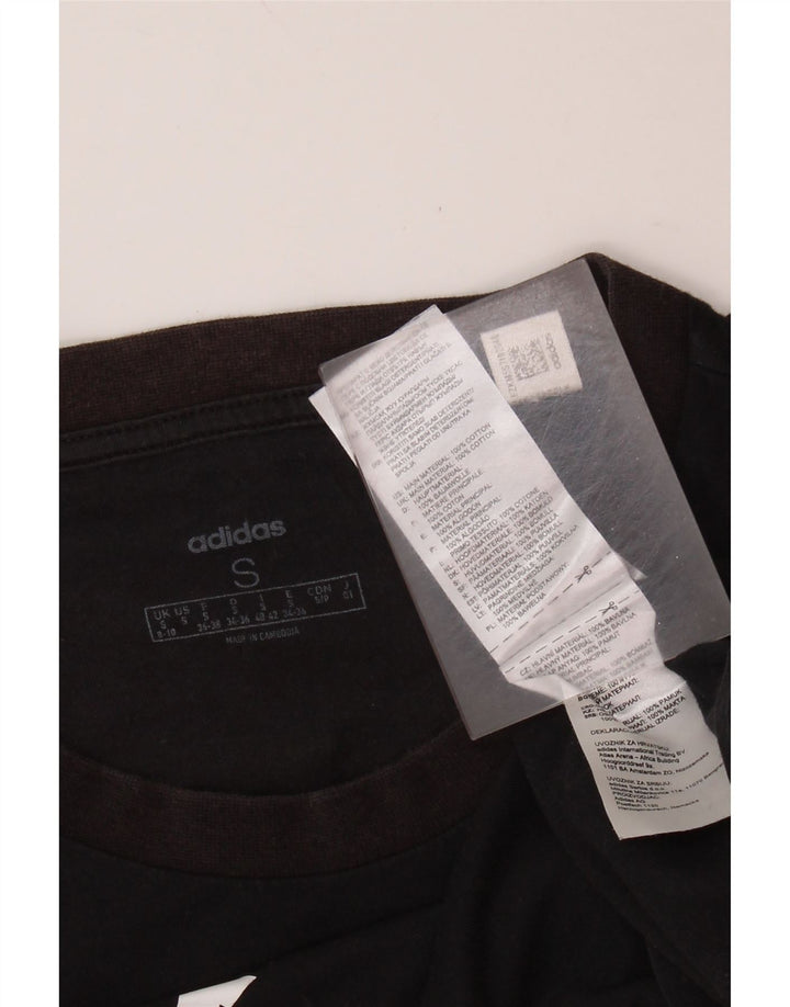 ADIDAS T-shirt graphique pour femme UK 8/10 Petit coton noir