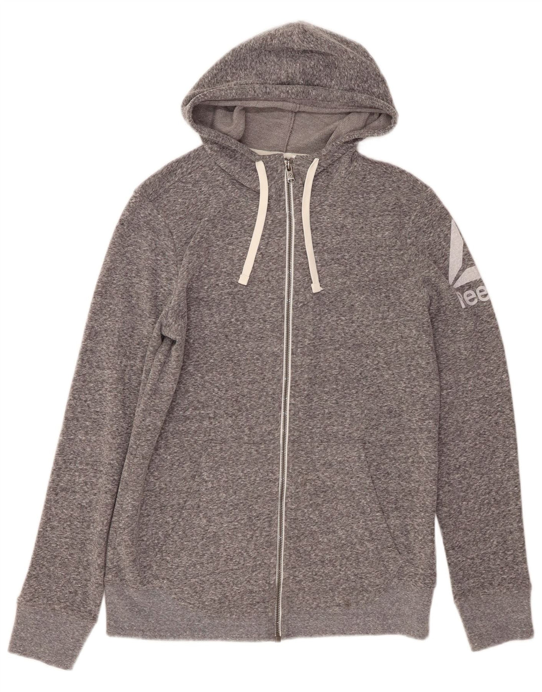 REEBOK Pull à capuche zippé graphique pour femme UK 12/14 Gris moyen moucheté