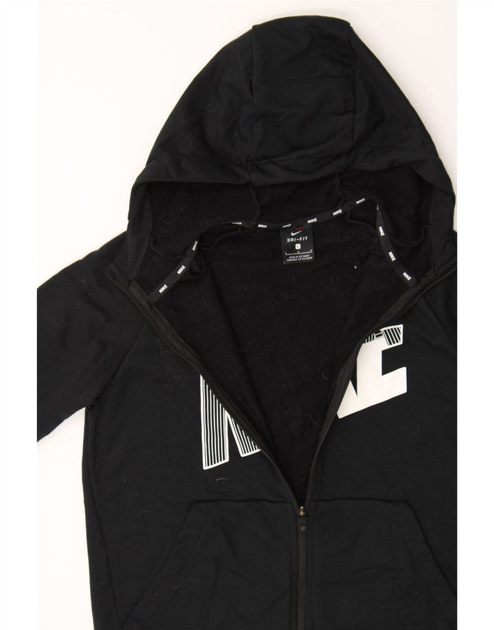 NIKE Boys Graphic Zip Hoodie Sweater 12-13 Years Large Black Polyester Vintage Nike and Second-Hand Nike from Messina Hembry 