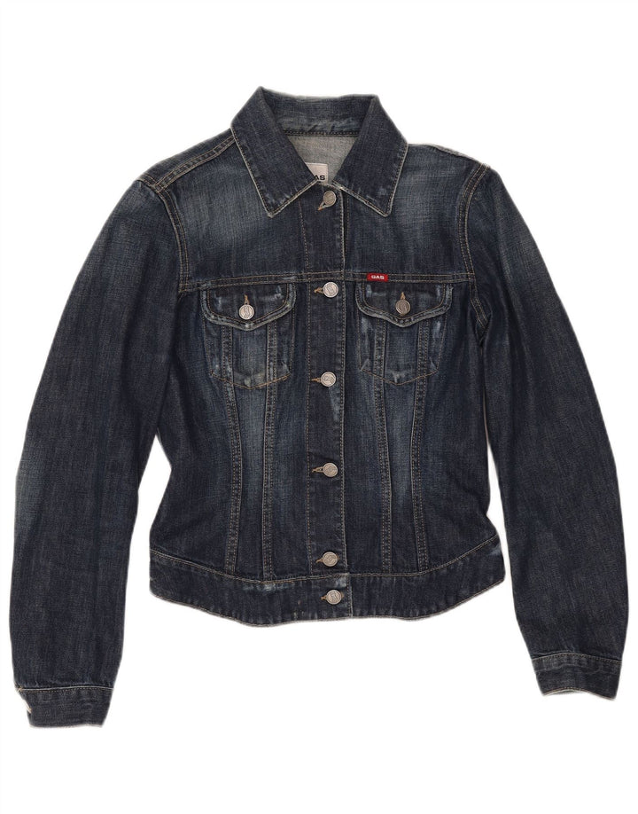 GAS Veste en jean courte pour femme UK 10 Petit coton bleu