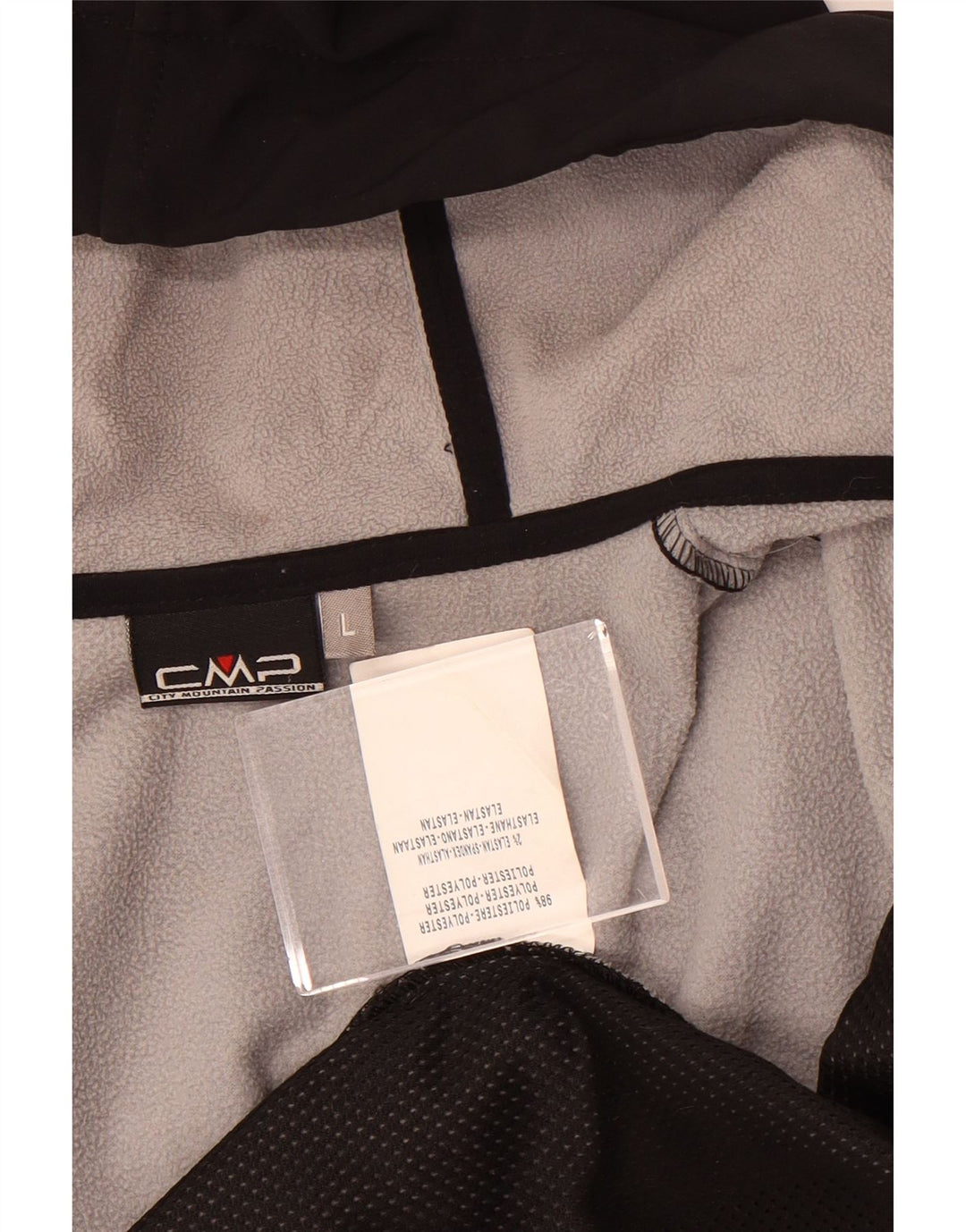 CMP Veste coupe-vent à capuche pour homme UK 40 Large Noir Colorblock Polyester